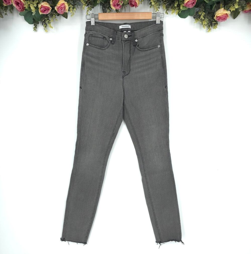 Good American Gray Straight Leg Good Waist Jeans Size 6/28